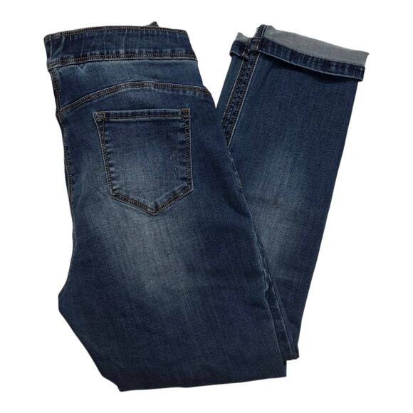 Coco+Carmen Distressed OMG Boyfriend Blue Denim Pull On Jeans Size L NWT Shaping - Picture 3 of 8